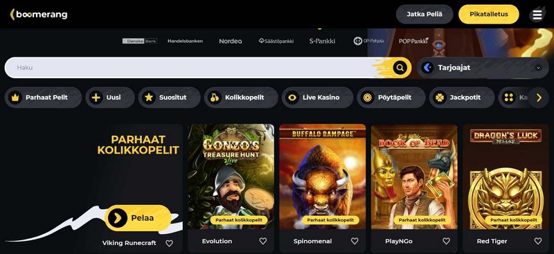 Recensione del sito di Boomerang Casino Recensione del sito di Boomerang Casino